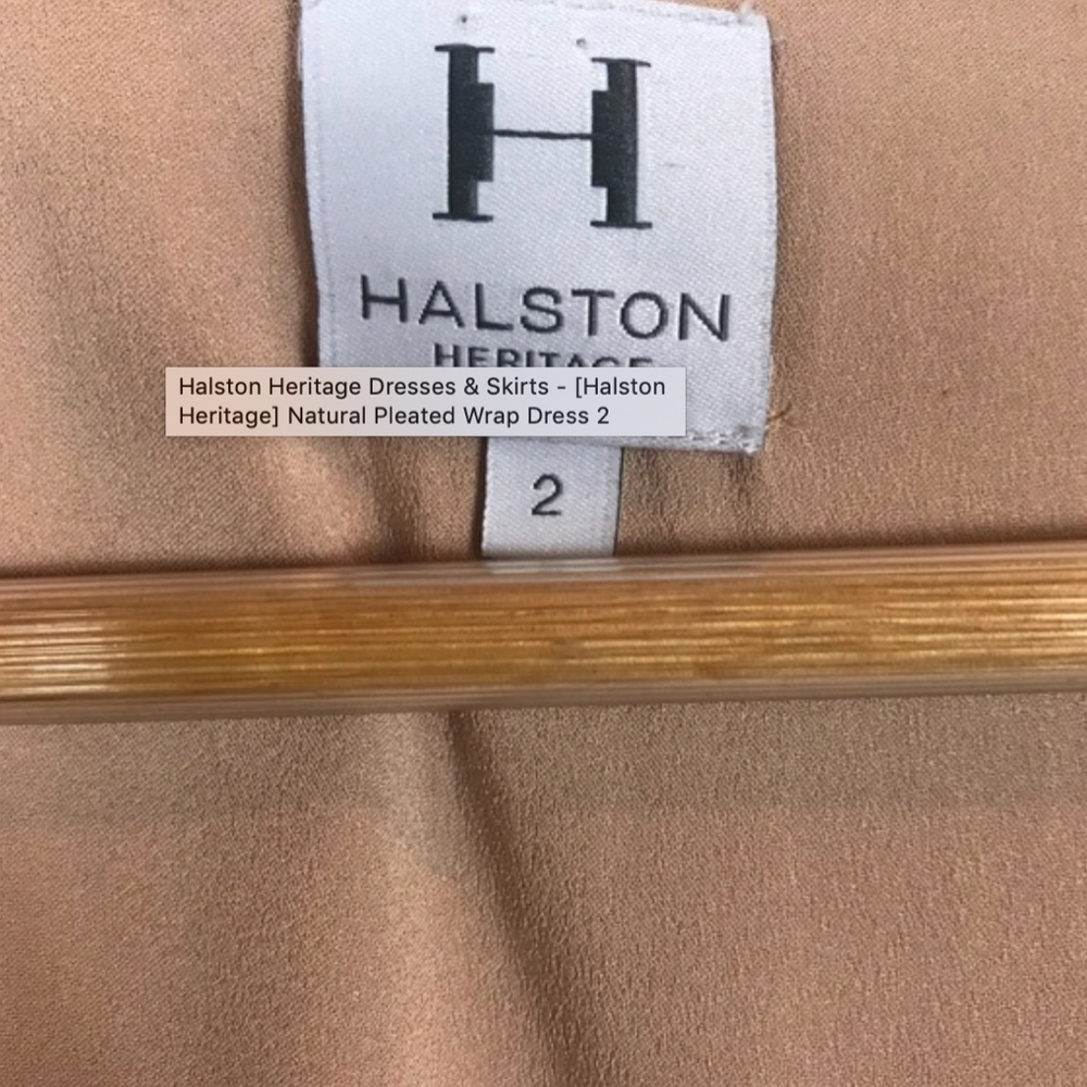 💎🆕NWOT  Halston Natural Pleated Wrap Dres Sz 2 - Picture 2 of 5